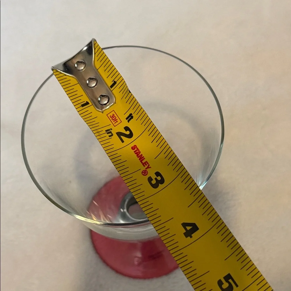 Crate & Barrel Red Base Wine Glass Set with Green Accents - Like New